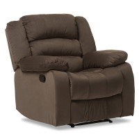 Baxton Studio 98240-Brown Hollace and Contemporary Taupe Microsuede 1-Seater Recliner